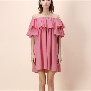 S/M gingham off the shoulder dress